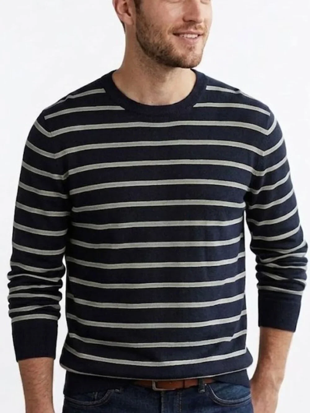 Banana Republic ECO Navy Striped Crew Neck Knit Sweater Top Men's XL NWT